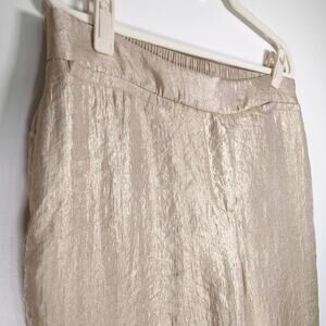Travelers Chico’s Gold Shimmer Pants Straight Leg Size 2 L/12 Loud Luxury Resort